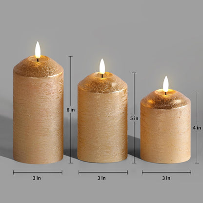 Eywamage White Flameless Pillar Candles with Remote, Flickering LED Candles Battery Powered Real Wax Set of 3