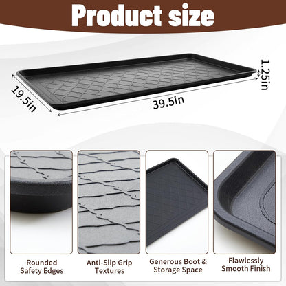 Geelin 3 Pack Extra Large Boot Tray 40"x20" Long Shoe Mats Boot Storage with Raised Edge Waterproof Plastic Wet Shoe Tray for Entryway Floor Indoor Outdoor Mudroom Multi Use(Black)