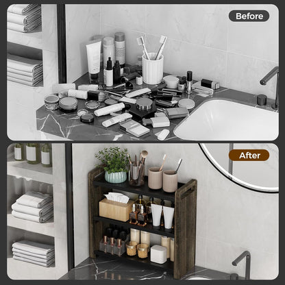 Bathroom Counter Organizer,Bathroom Counter Shelf,Bathroom Organizers,Under Sink Organizer,Cologne Organizer For Men,Colognes Stand,Cologne Cabinet,Vanity Shelf(Black 2 Tier)