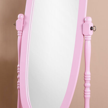Roundhill Furniture Traditional Queen Anna Style Wood Floor Cheval Mirror, Cherry Finish