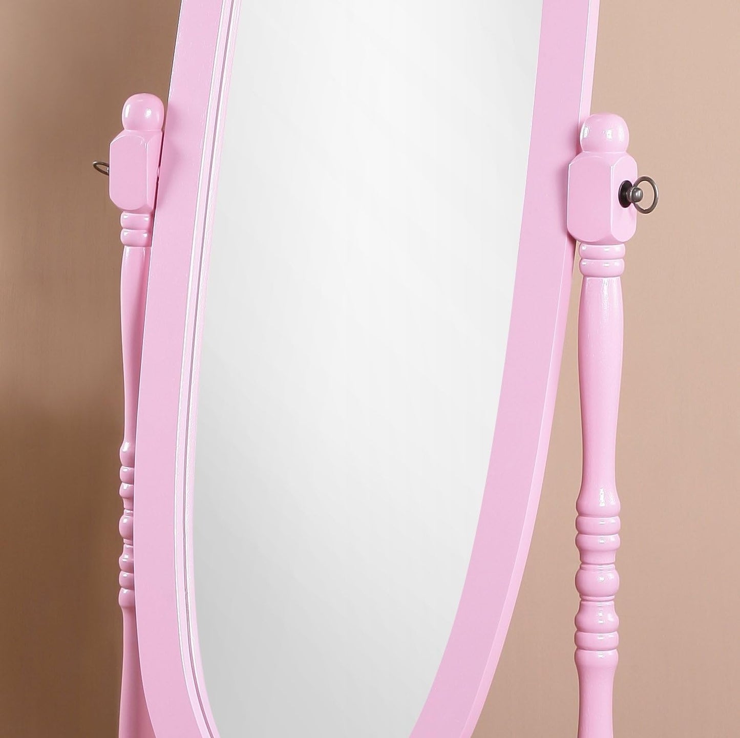 Full Length Mirror with Stand - Traditional Queen Anna Cheval Style in Solid Wood, Freestanding Adjustable Tilting Oval Glass for Bedroom & Dressing Room (Cherry)