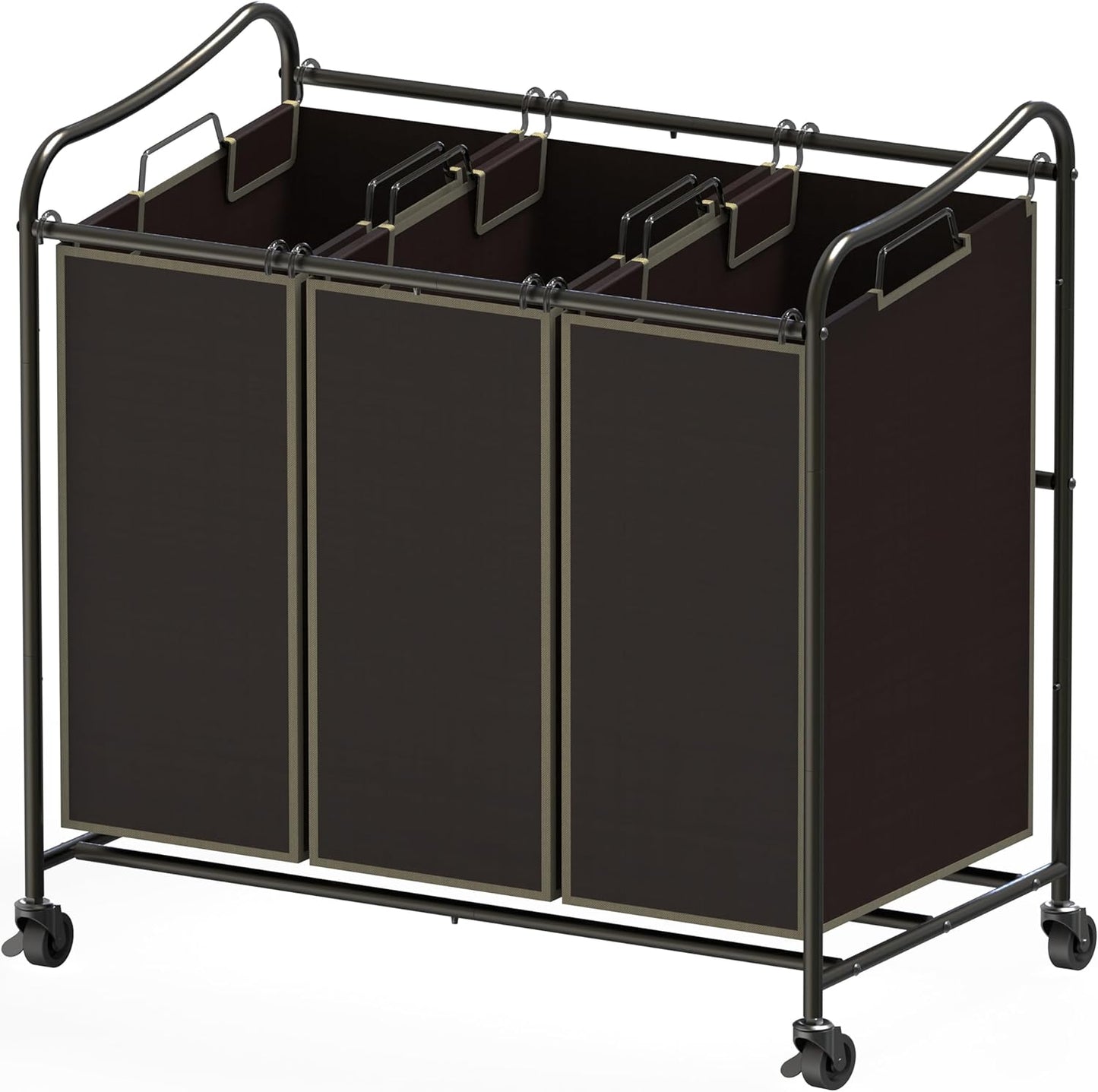 Simple Houseware Heavy-Duty 3-Bag Laundry Sorter Cart, Chrome