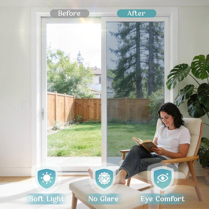 Haton Window Privacy Film, Stained Glass Rainbow Film Decorative Window Clings, Static Cling Sun Blocking Stickers Decals Coverings Tint for Home Heat Control, Non-Adhesive 17.5" x 78.7"