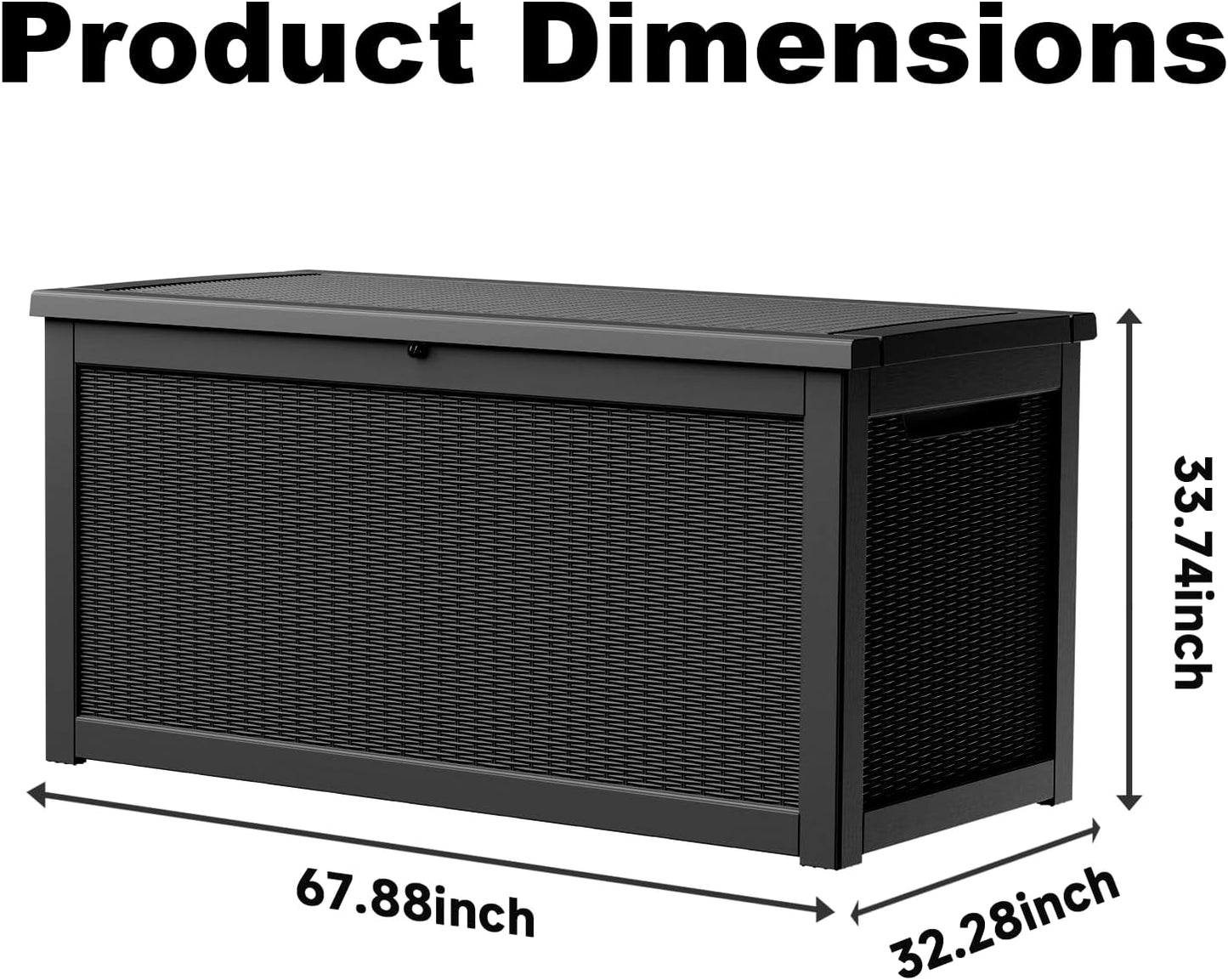 320 Gallon Outdoor Storage Box,Large Waterproof UV Resistant Deck Box,Lockable Storage Container for Patio Furniture Cushions Garden Tools and Pool Accessories(Black)