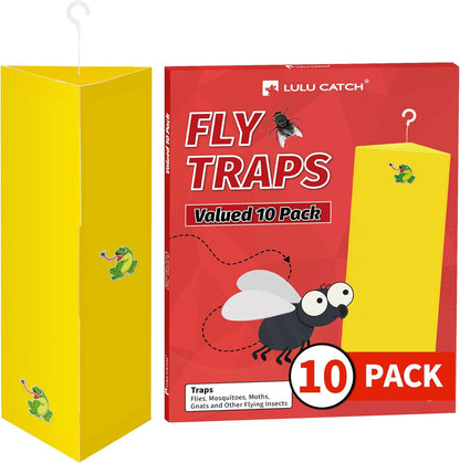 LULUCATCH Fruit Fly Sticky Traps 12 Pcs, Yellow Sticky Trap, Non-Toxic Gnat Traps Insect Catcher, Super Sticky Fly Traps for Indoor Outdoor Kitchen White Flies Mosquitos Fungus Gnats Flying Insects