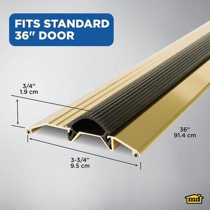 M-D Building Products 08102 3-3/4 in. x 3/4 in. x 36 in. Silver Aluminum and Vinyl Heavy-Duty Low-Profile Threshold