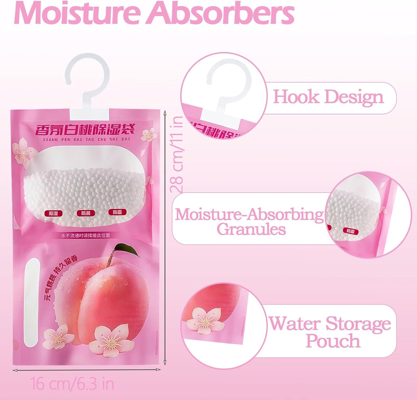 12 Pack Humidity Bags for Closet, Moisture Absorbers Bags for Closet,Dehumidifier Bags, Humidity Absorber in Wardrobes, Bedrooms, Bathrooms