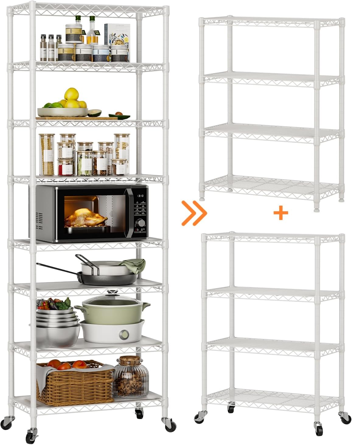Golpart 4 Tier Adjustable Storage Shelves Metal Utility Shelf Wire Shelving Unit Organizer Rack for Home Kitchen Office Bathroom Pantry Room 12" D x 18" W x 44" H