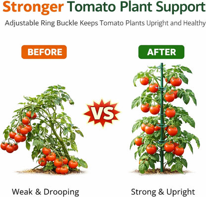 Plant Stakes 12 Inch, 12-Pack Stackable Plant Support Stakes with 12 Clips, Extendable Plant Holder Sticks for Tomato, Orchid, Monstera, Indoor Outdoor Plants (12)