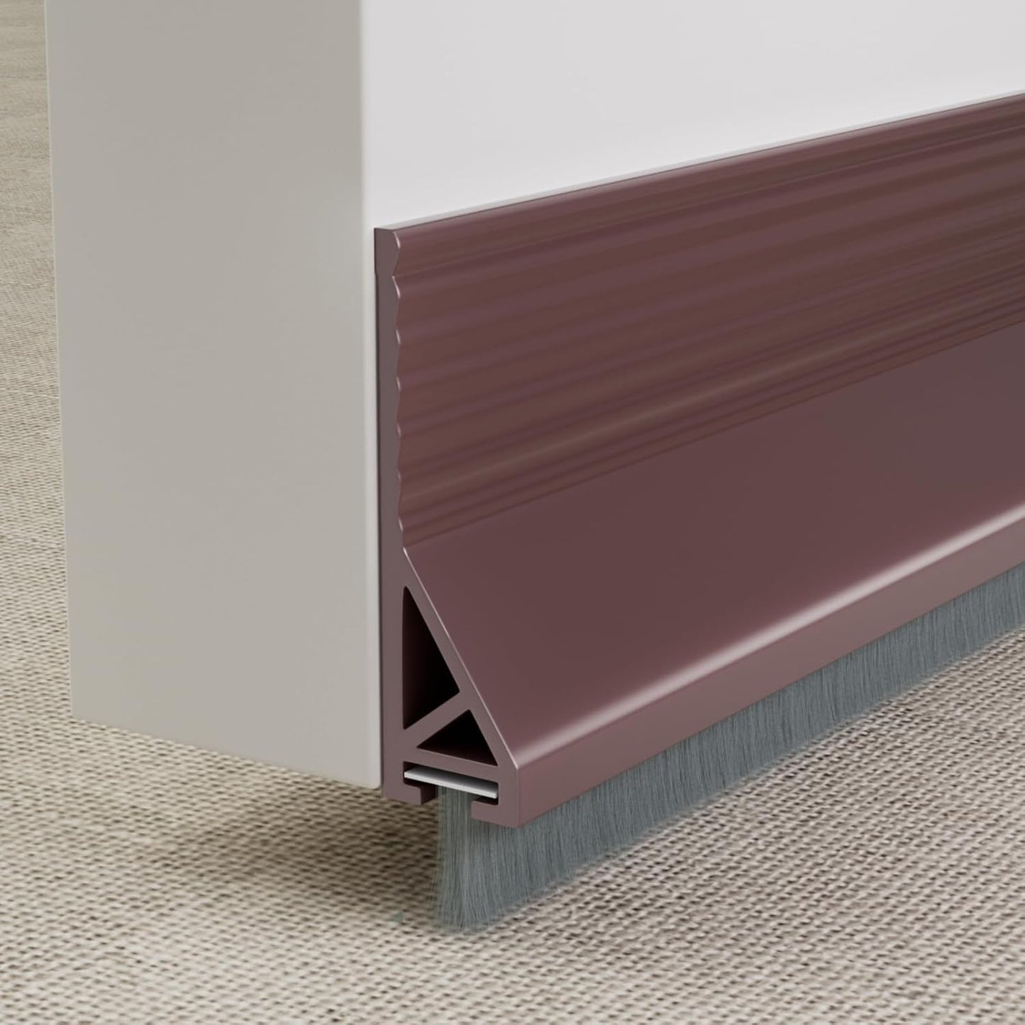 KNEELISA 39”X 1 Pack Rubber Door Sweep Bottom Exterior & Interior,Silicone Adhesive Under Door Draft Stopper with Brush,Gap Filler Noise Blocker,Soundproofing Seal Strip,White