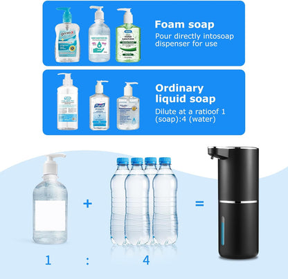 2 Pack Automatic Soap Dispensers,12.8oz/380ml USB Touchless Automatic Foaming Soap Dispenser,Rechargeabled Wall Mounted Smart Soap Dispenser for Bathroom Kitchen Dish Soap
