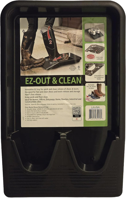 Boot Jack Tray for 2 Pairs – Dual Shoe Remover and Waterproof Boot Mat – Heavy Duty No Bend Boot Puller and Entryway Tray for Mud and Snow Control (Large (2 Pairs))