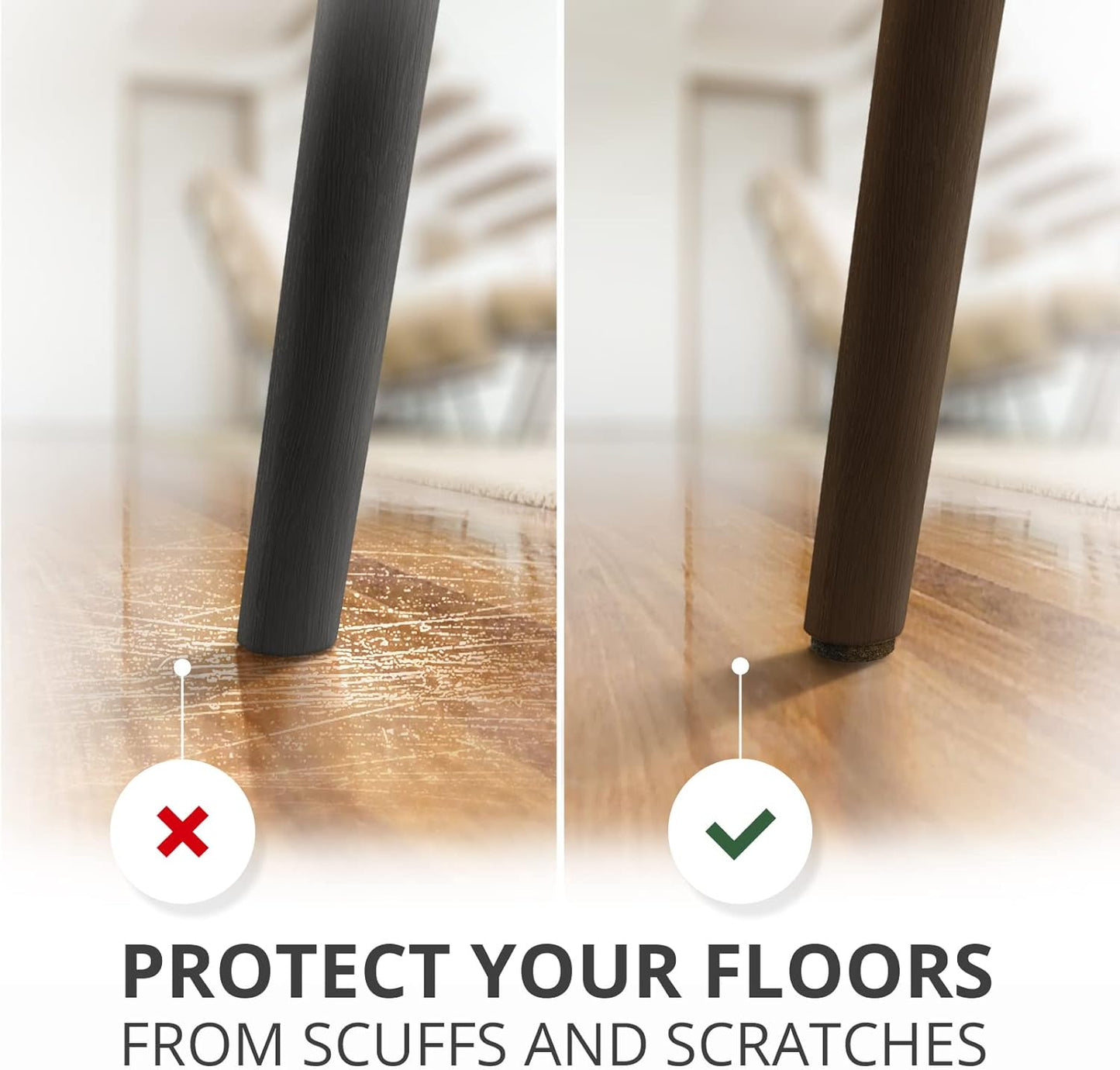 Felt Furniture Pads X-PROTECTOR - 48 Premium Floor Protector Chair Felts for Feet Wood Floors Best Hardwood Protect Your Hard Floors! (Brown)
