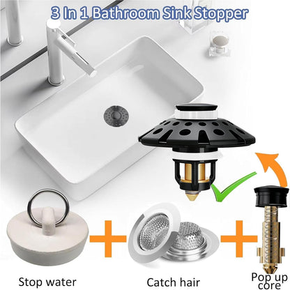 AzWzz Bathroom Sink Stopper,Sink Hair Catcher,Bathroom Sink Drain Strainer Pop Up Drain Cover Plug,Universal for 1.1 to 1.65in Sink Drain Hole
