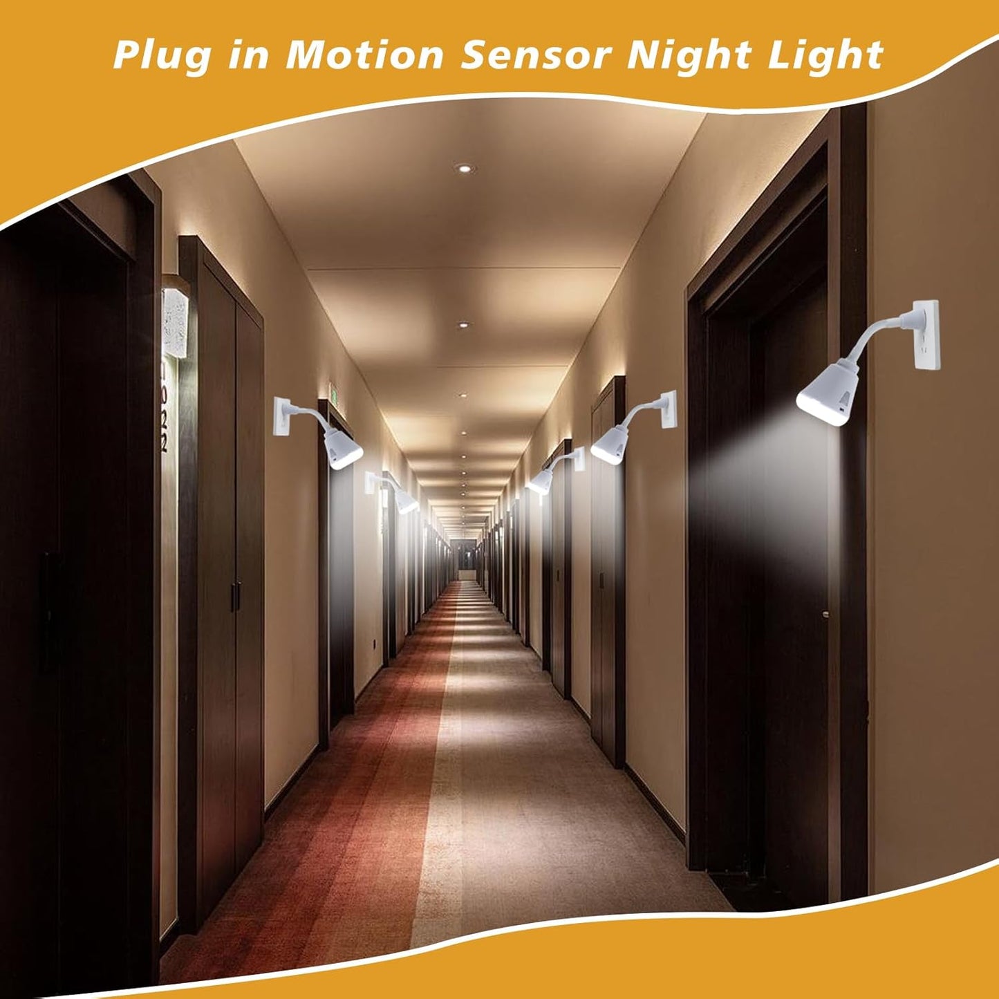 2 Pcs Plug in Motion Sensor Night Light Indoor LED Infrared Motion Detector Night Light for AC Outlet, Dusk to Dawn Sensor, 360° Rotating for Stairs Garage, 6W Cool White Light US Plug