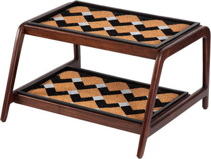 Anji Mountain Heavy Duty Waterproof Wooden Shoe Storage Mat Organizer/Boot Storage Tray Multi Use for Entryway with Coir, Gray and Ivory Insert, 1 Tier, Fits 2 Pair (26.5" Wide)