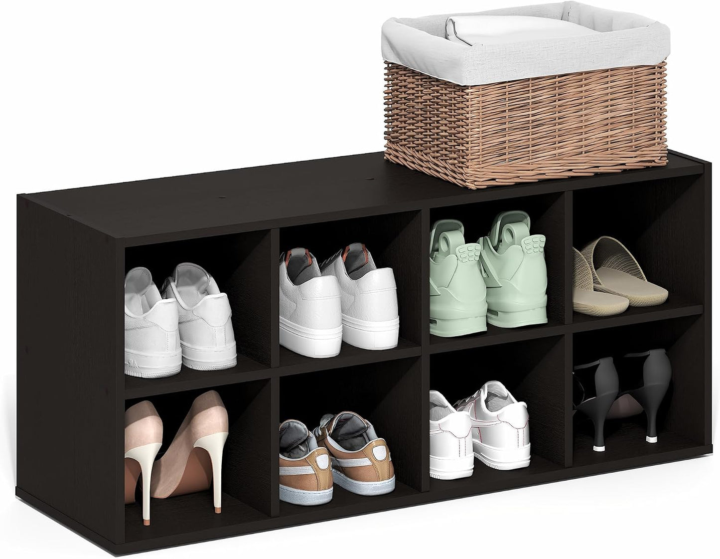 Furinno FANO Shoe Rack, 24-Inch Width 2-Tier Shoe Organizer, Stackable Shoes Storage, 11.7 x 24.2 x 11.7, for Closet Entryway, Office, Garage, Amber Pine