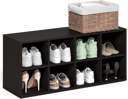 Furinno FANO Shoe Rack, 24-Inch Width 2-Tier Shoe Organizer, Stackable Shoes Storage, 11.7 x 24.2 x 11.7, for Closet Entryway, Office, Garage, Amber Pine