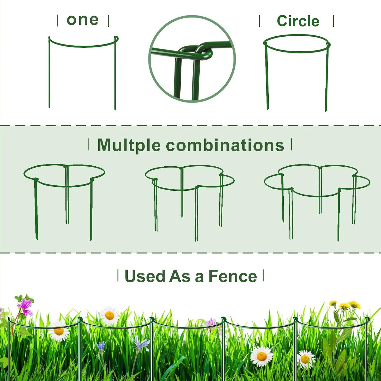 LEOBRO Plant Support Plant Stakes, 12pcs Peony Cages and Supports, Metal Garden Stakes Plant Supports, Plant Support Stakes, for Peony, Tomato, Hydrangea, Indoor Outdoor Plants, 10" W x 24" H