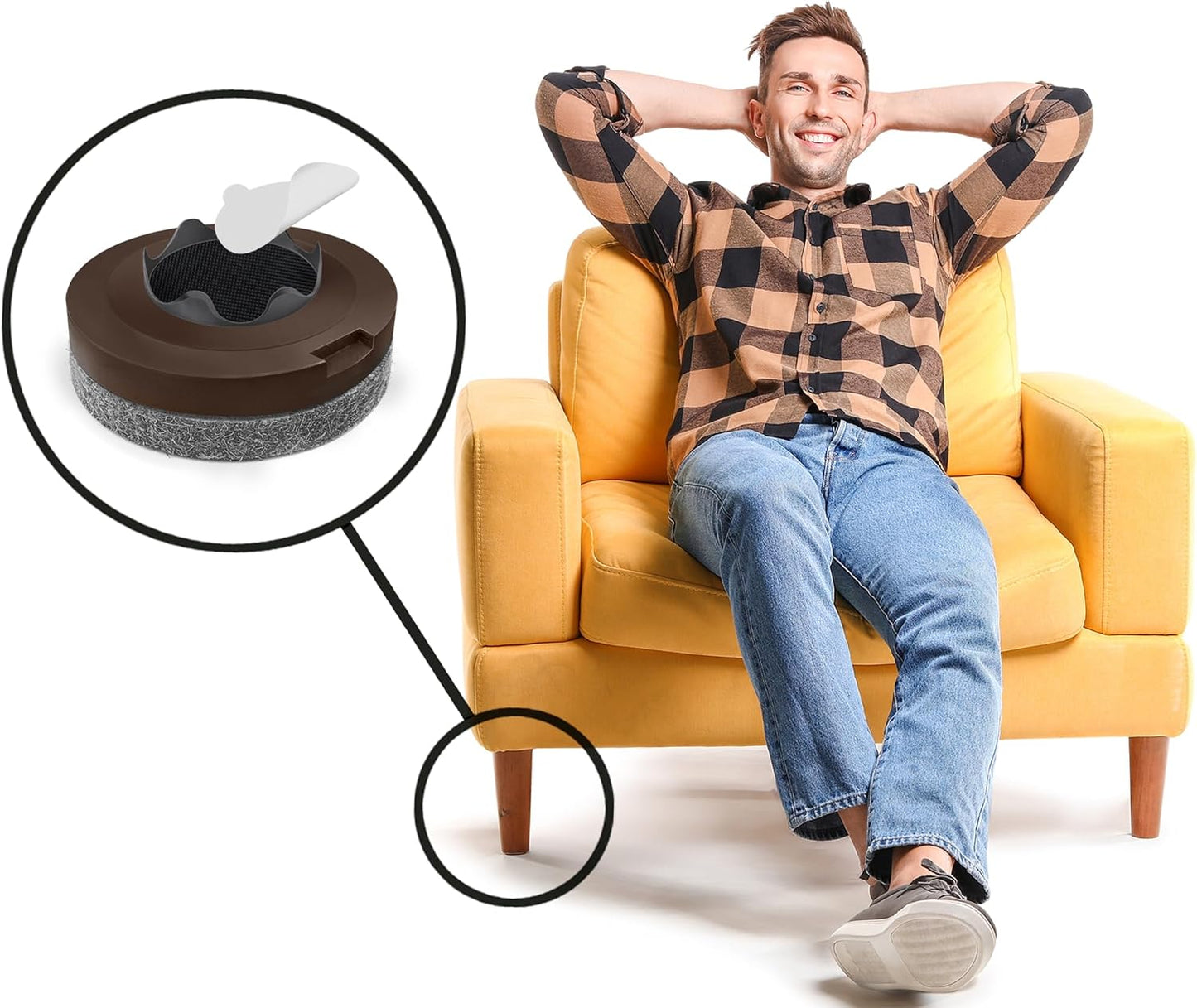 GorillaFelt Chair Leg Floor Protectors/Felt Chair Glides (Set of 16) Tap-On Felt Furniture Pads Guaranteed to Stay On, 1 Inch Round Chair Sliders