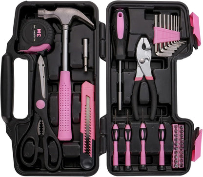 39 Piece Basic Home Tool Set Household Tool Set General Repair Small Hand Tool Kit in Toolbox Storage Case for Home Garage Office College Dormitory Use, Blue