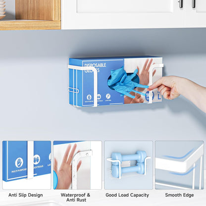 Glove Box Holder for Wall Mount, Glove Dispenser | Rubber Glove Holder, Medical Gloves Organizer Storage, Tissue Box Holder, Disposable Latex Glove Box Rack for Lab, Kitchen