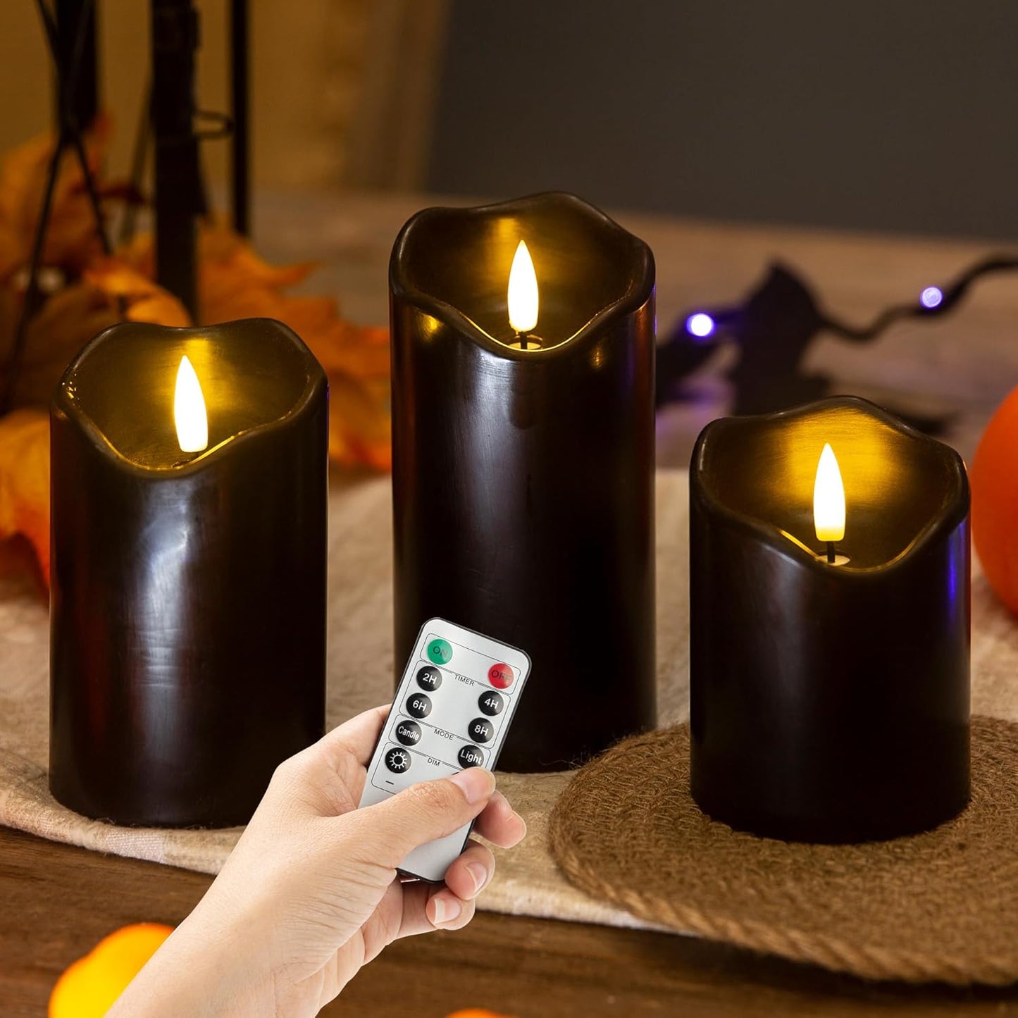 LUSHARBOR Flameless Candles with Remote, 3 Pack Battery Operated Candles Flickering Real Wax LED Fake Pillar Candles with Timer for Wedding Home Party, White