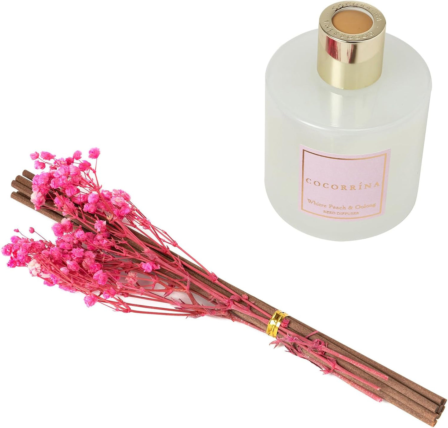 Cocorrina Reed Diffuser Set, Flower Reed Diffuser Sandalwood Rose 6.7 oz, Scented Diffuser with Sticks Home Fragrance Essential Oil for Bathroom Shelf Decor, Living Room, Large Room, 1pack
