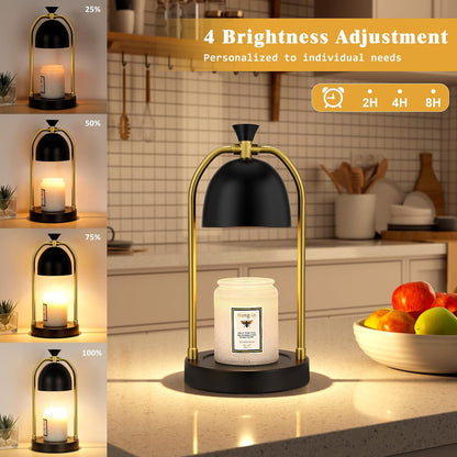 Hong-in Candle Warmer Lamp - with Timer & Dimmer, Modern Home Decor House Warming Gifts Wax Melt Warmer for Jar Candles, Cozy Birthday Gift for Women Mom (Black)