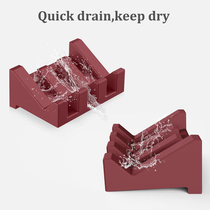 Silicone Soap Dish Set,3PCS Self Draining Soap Holder for Bar Soap | Self draining silicone soap dish with drainage,waterfall design keeps bar soap dry,extended soap holder for shower,bathroom