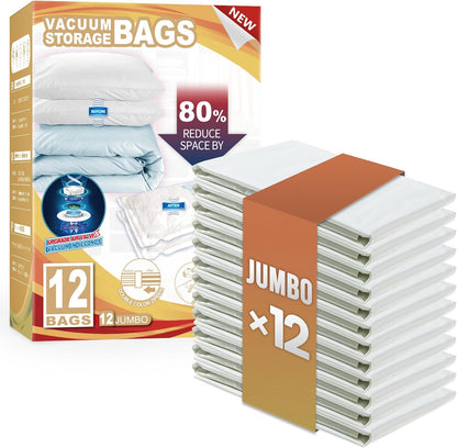 TAILI 8 Pack Vacuum Storage Bags, Jumbo Size (31×40 inch), Vacuum Seal Bags for Clothing, Bulky Bedding, Comforter, Blankets, Pillows, Space Saver Packing
