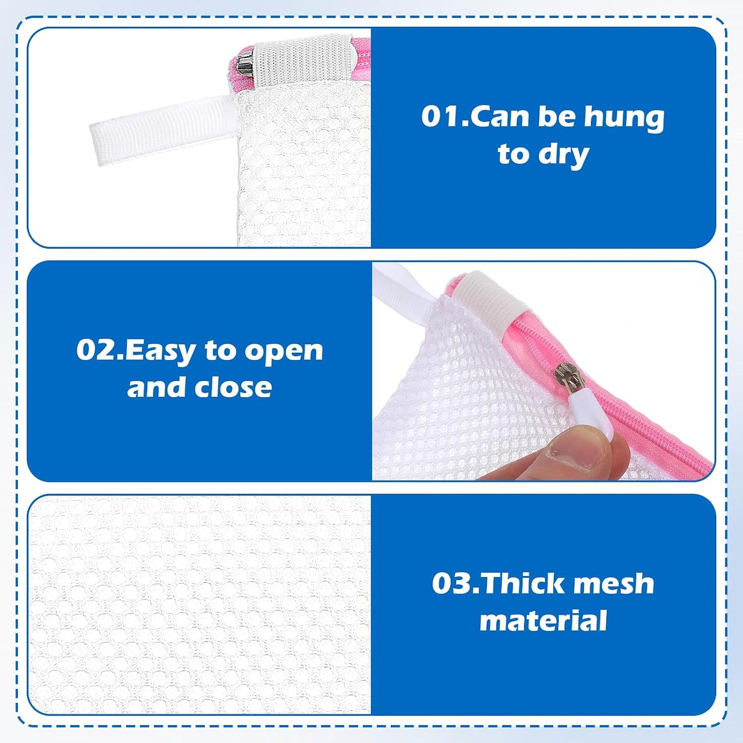 6 Pcs Small Lingerie Bags for Washing Delicates, Mesh Laundry Bags Small with Zipper, Wash Bag for Underwear, Socks & Bras, Foldable and Reusable for Travel & Home
