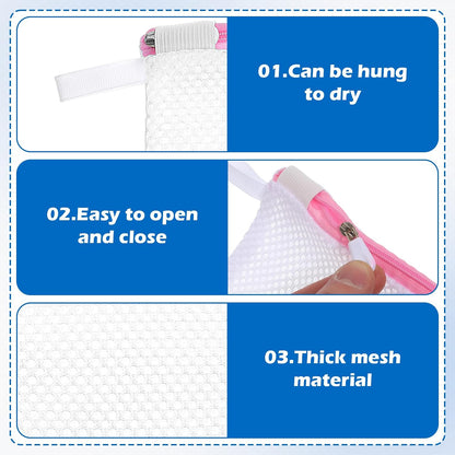 6 Pcs Small Lingerie Bags for Washing Delicates, Mesh Laundry Bags Small with Zipper, Wash Bag for Underwear, Socks & Bras, Foldable and Reusable for Travel & Home