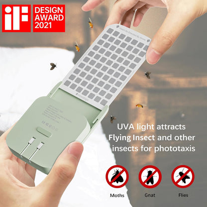 Mosalogic Fruit Fly Traps for House Use Gnat Trap Flying Insect Trapper Plug-in Mosquito Killer Indoor Gnat Moth Catcher Fly Tapper with Night Light UV Attractant Catcher for Home Office White-1PACK