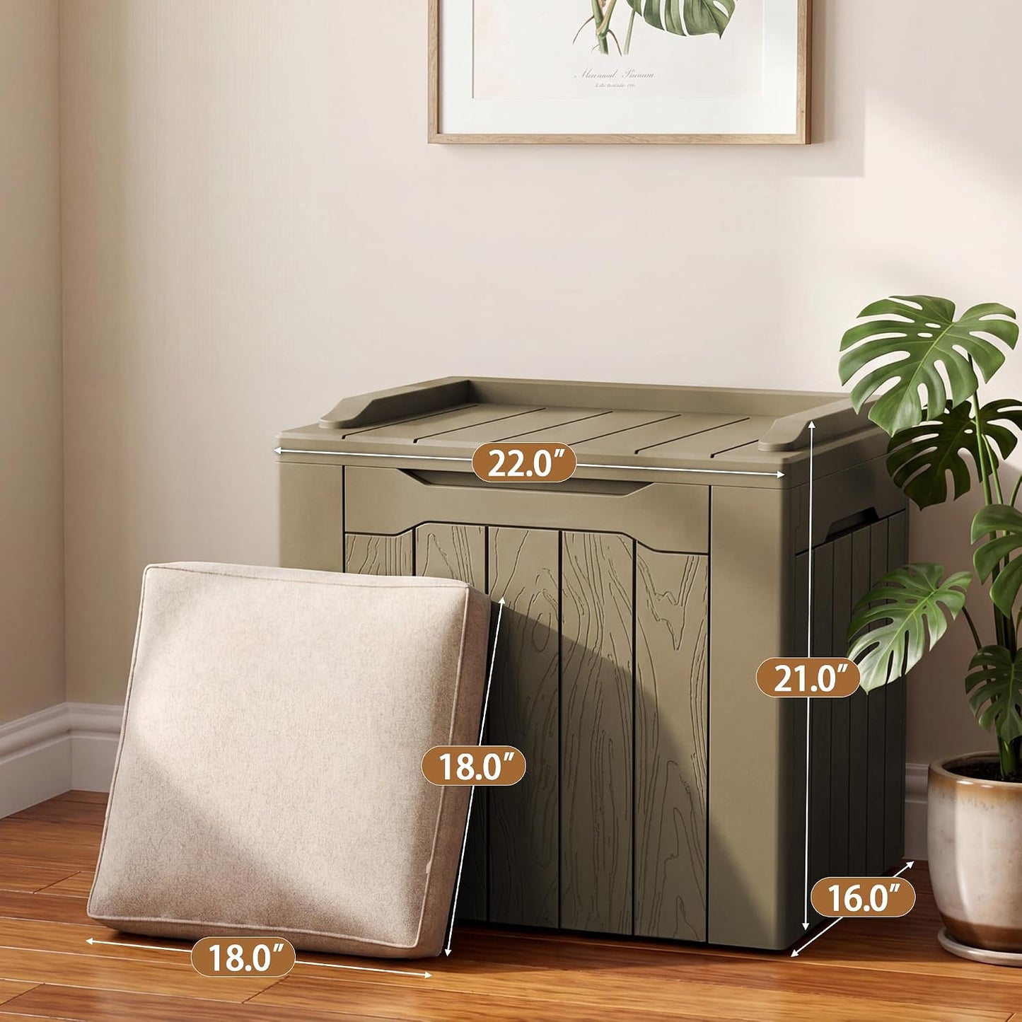JUMMICO 31 Gallon Resin Deck Box Waterproof Indoor Outdoor Storage Boxes for Patio Furniture Cushions and Garden Tools (Brown)