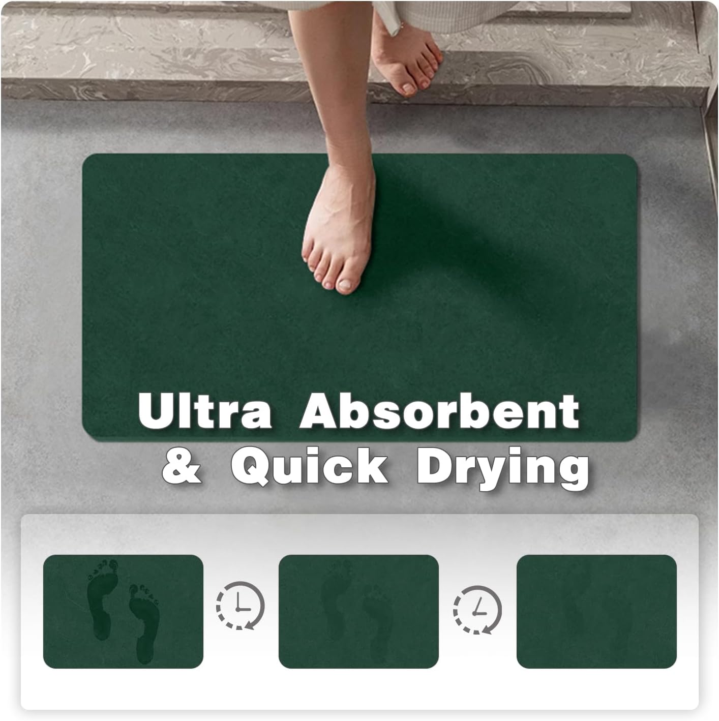 TYUU Bath Mat, Bathroom Rugs Non Slip Washable Thin Absorbent Quick Dry Bath Mat Fits Under Door Bathroom Floor Mat Perfect for Bath, Shower, or Sink 16"x24" Dark Grey