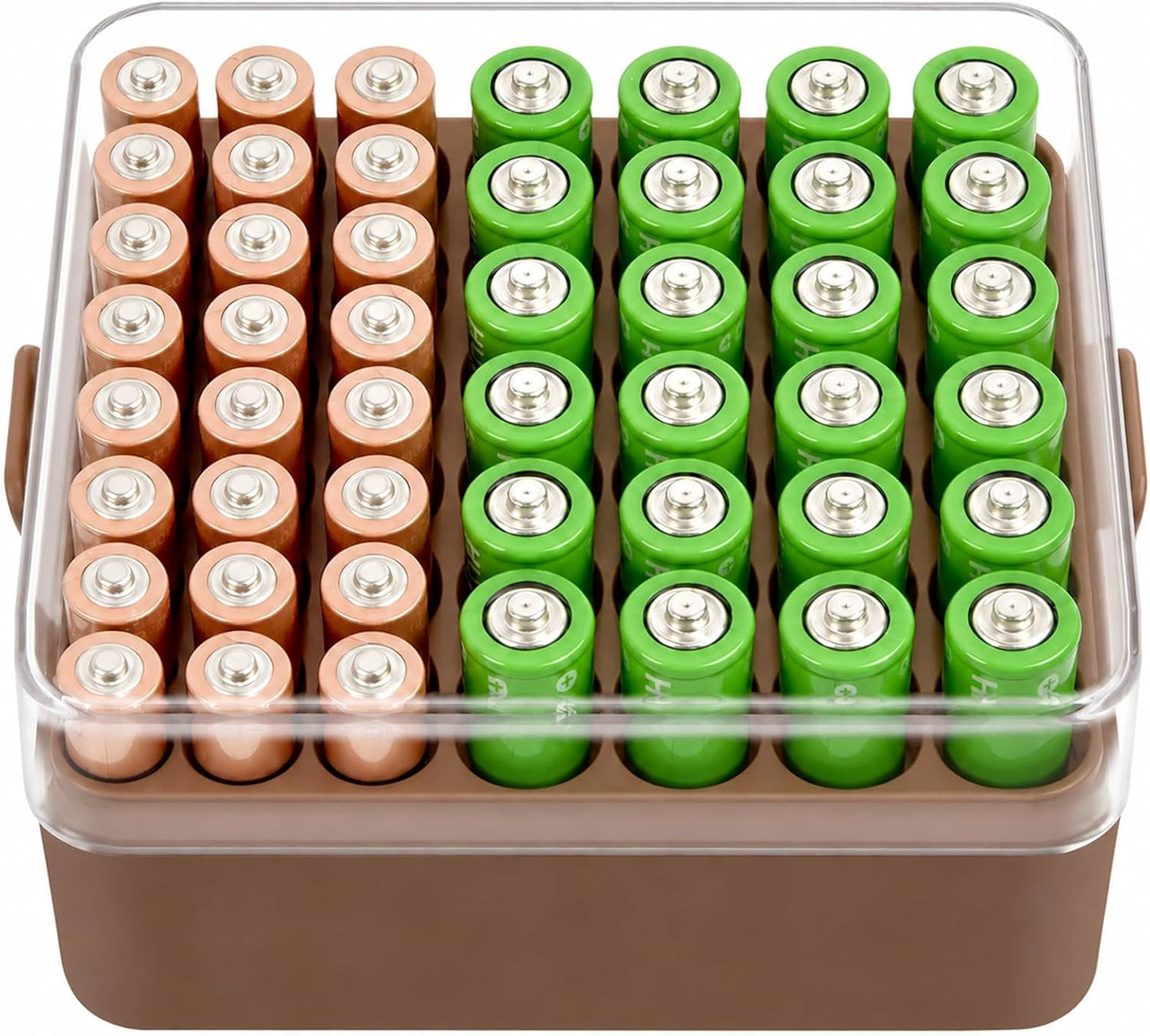 ALCYON Battery Organizer Storage Case, Battery Vault Box Container for 48pcs AA Batteries, Plastic Clear Protective Battery Holder for Travelling/Home/Office (Black, Large)
