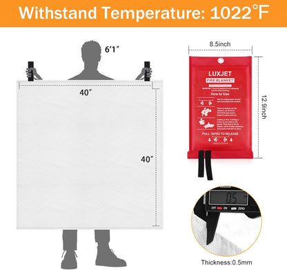 Emergency Fire Blanket Kitchen - LUXJET 4 Pack Fiberglass Fire Retardant Blanket, Fire Extinguisher for Kitchen, Survival Gear, Construct, Gas Station, Warehouse