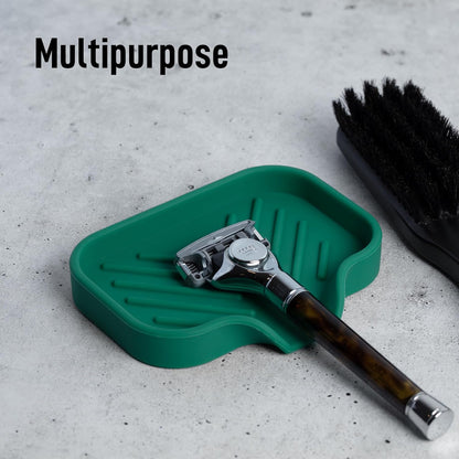 Zulay Kitchen (9x3.5in) Sponge Holder for Kitchen Sink - Flexible Heavy-Duty Multipurpose Sink Caddy - Counter Organizer for Kitchen, Bathroom, Makeup, Trinkets & More! (Grey)