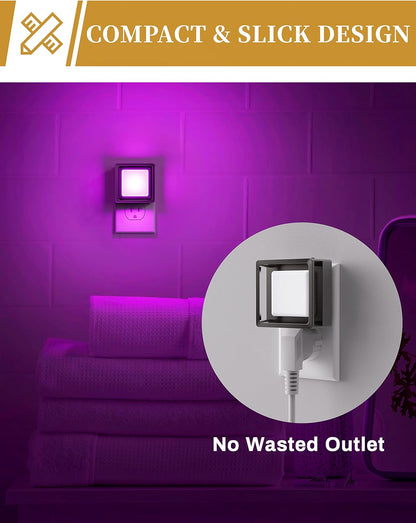 DORESshop LED Night Light, Night Lights Plug Into Wall [2 Pack] with Dusk-to-Dawn Sensor, Dimmable Nightlights, Adjustable Brightness for Bathroom, Hallway, Bedroom,Kids Room,Stairway,Soft White