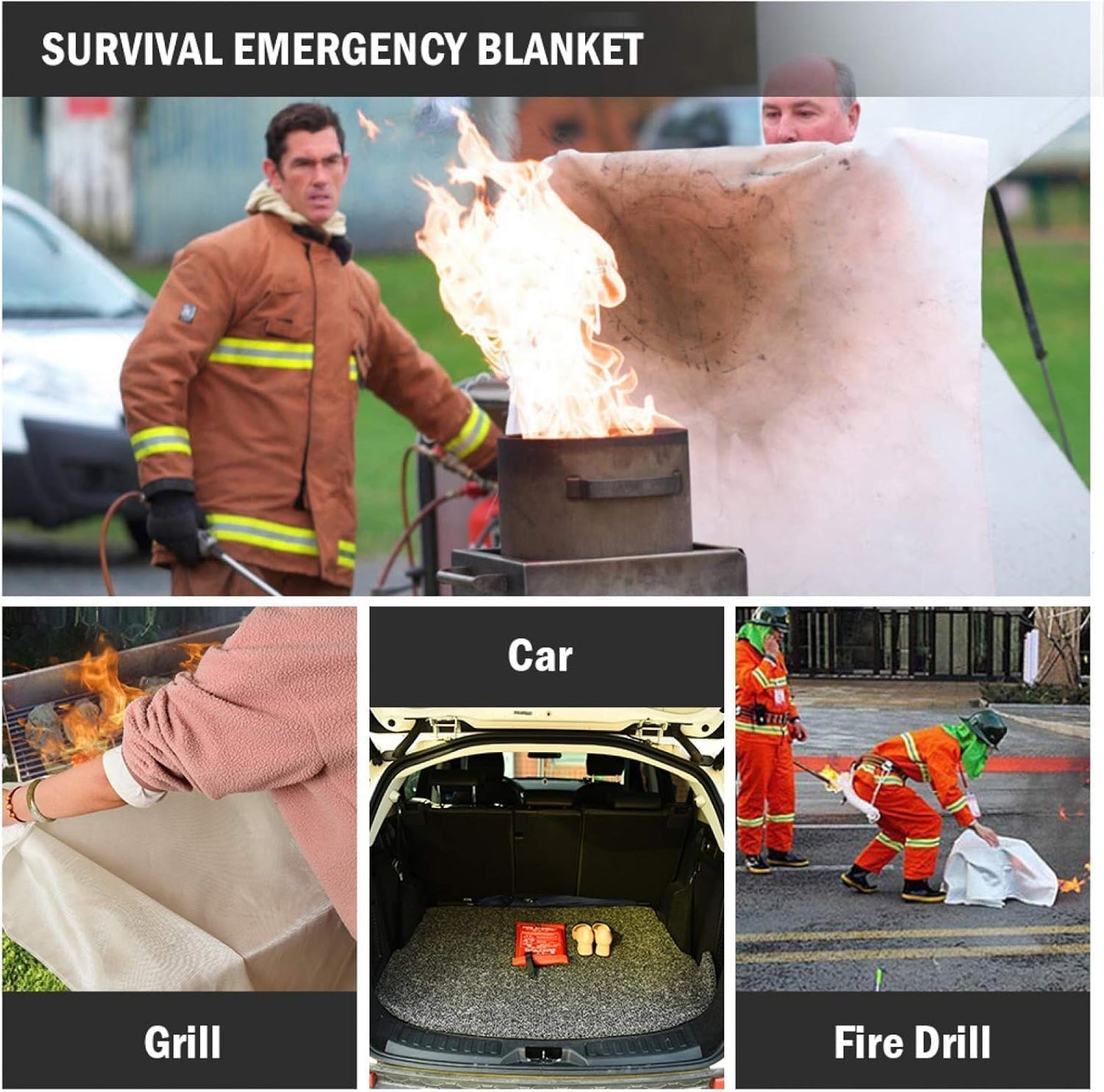 Emergency Fire Blanket - 1 Pack - Fire Suppression Blanket for Kitchen, 40” x 40”, for Home - Fiberglass Fire Extinguisher - Fire Safety & Emergency Supplies - Home Essentials.