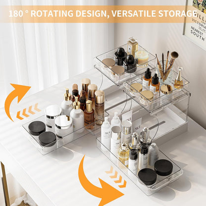 Jsyrjing Pull Out 2 Tier Organizer for Kitchen Bathroom and Cabinet Storage Rotating Pantry Rack Under Sink Organizer Clear and Durable Design 1 Pack