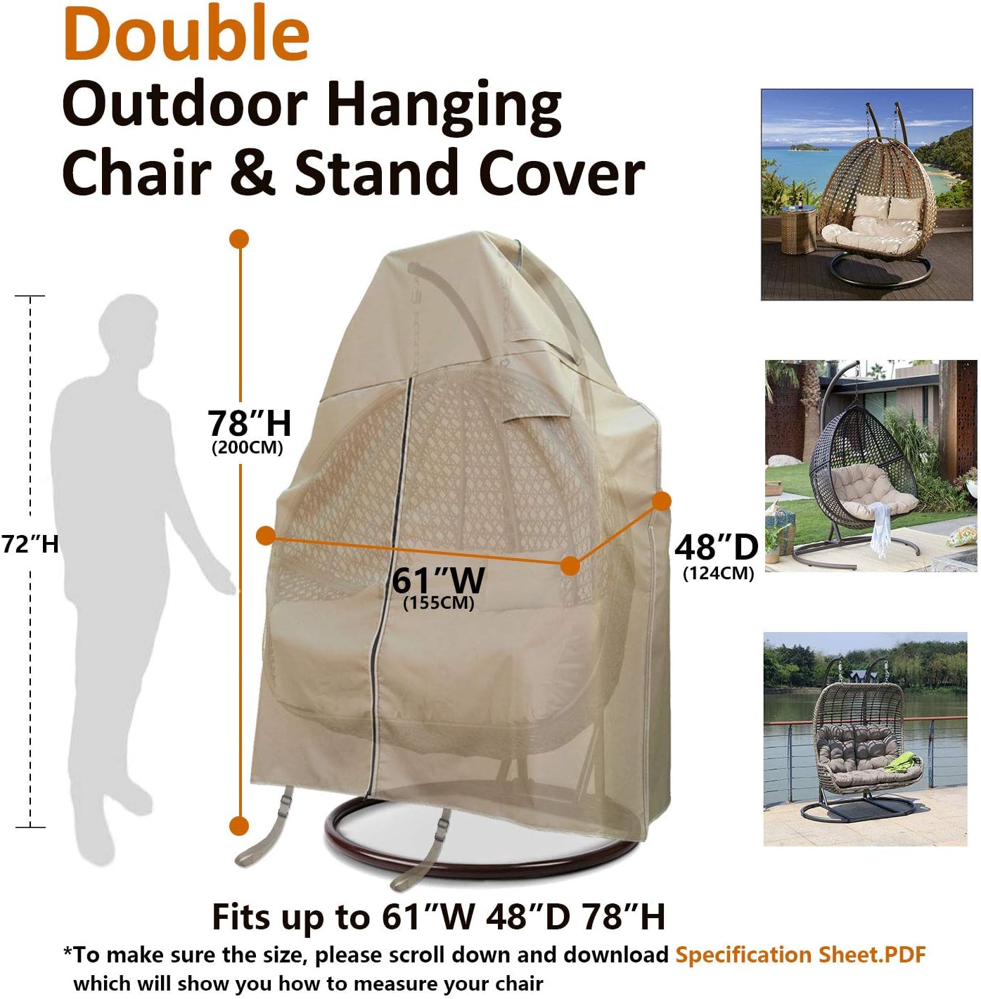 Patio Deck Box Cover, 63x30 Inch Fire Pit Covers with Straps and Handles, Waterproof Heavy Duty Outdoor Furniture Winter Cover for Keter, Suncast, Lifetime Container