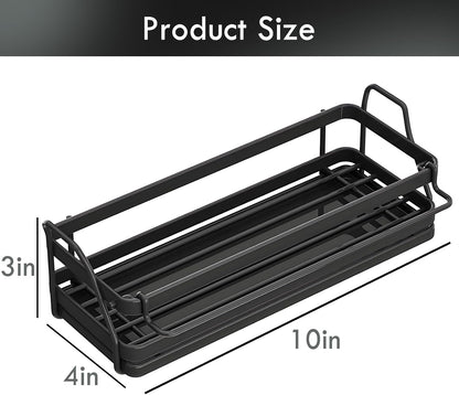 LBTING Sponge Holder for Kitchen Sink, Wall Mounted Sink Caddy with Self-Draining Drain Tray, Stainless Steel Kitchen Sink Caddy for Organizing Sponge, Brush, Soap Dish Dispenser – Black