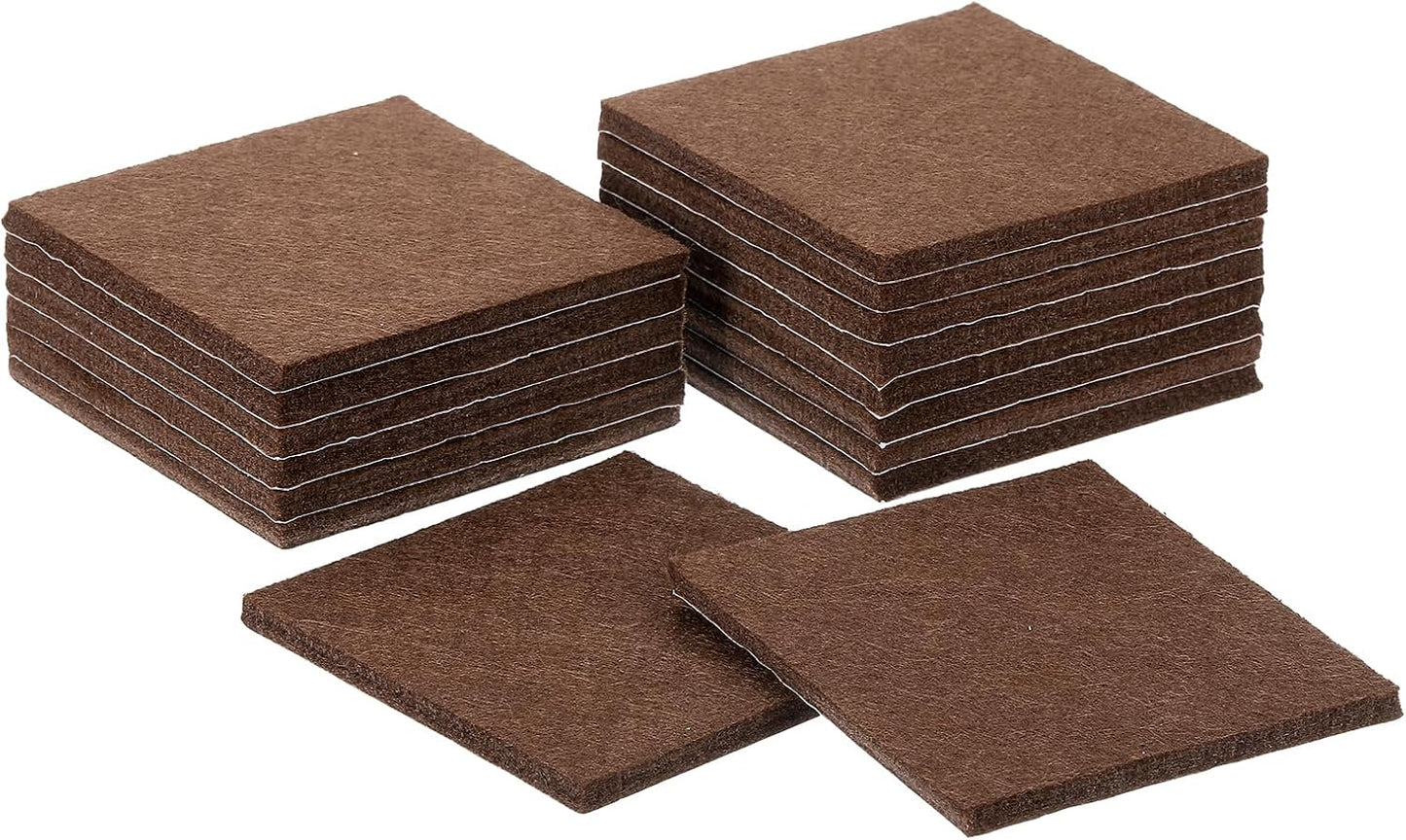 uxcell Furniture Pads, 16Pcs 2.5" - Square Self Adhesive Felt Furniture Pads, Floor Protectors for Furniture Feet Chairs Legs Hardwood Floors (Brown)