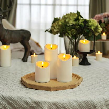 Homemory Dripping Wax Flameless Candles, Battery Operated Candles with Remote Control and Timers, LED Pillar Candles, Electric Fake Candles, 3" x 6", Set of 2