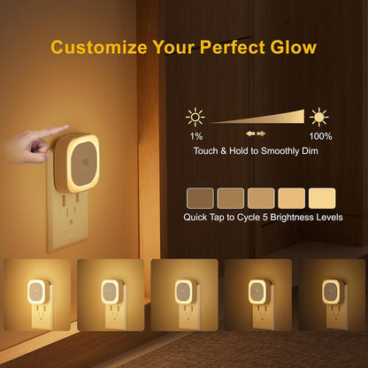 YUNLEX 2 Pack Plug in Red Sleep Night Light with Motion Sensor & Dusk to Dawn Sensor, Soft Glow, 0% Blue Light, Dimmable, Auto On/Off, LED Lights for Bedroom, Kids, Bathroom, Hallway, as Mother Gifts