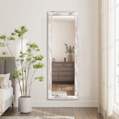 AAZZKANG Full Length Mirror Rectangle Wood Framed Large Wall Mirrors Black | 47"x16" Bedroom Living Room Bathroom Dressing Room Entryway Hanging Mirror