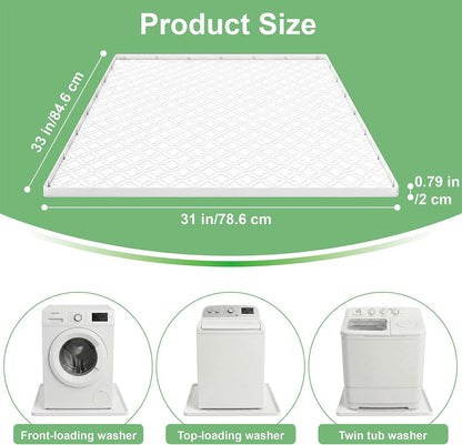 33 x 31 Inch Washing Machine Drain Pan, Silicone Washer Pan, Black | 2cm Raised Waterproof Edge, Washer and Dryer Mat for Floor Protection, Fits Standard & Large Washers Up to 5.0 Cu.Ft.
