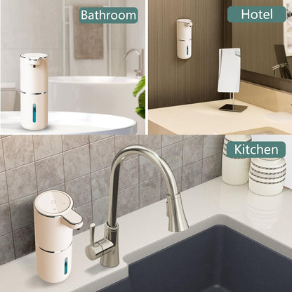 Automatic Soap Dispenser – Touchless Foaming Soap Dispenser 400ml USB Rechargeable Dispenser Electric Wall Mounted 4levels Adjustable Foam Soap Dispenser Pump for Bathroom Kitchen(Silver)